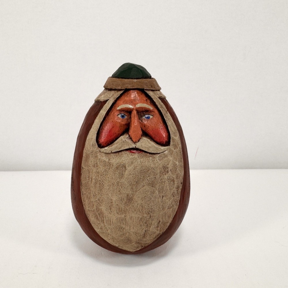 Vintage Trollop Santa Claus Carved Wood Figure Signed Folk Art Primitive
