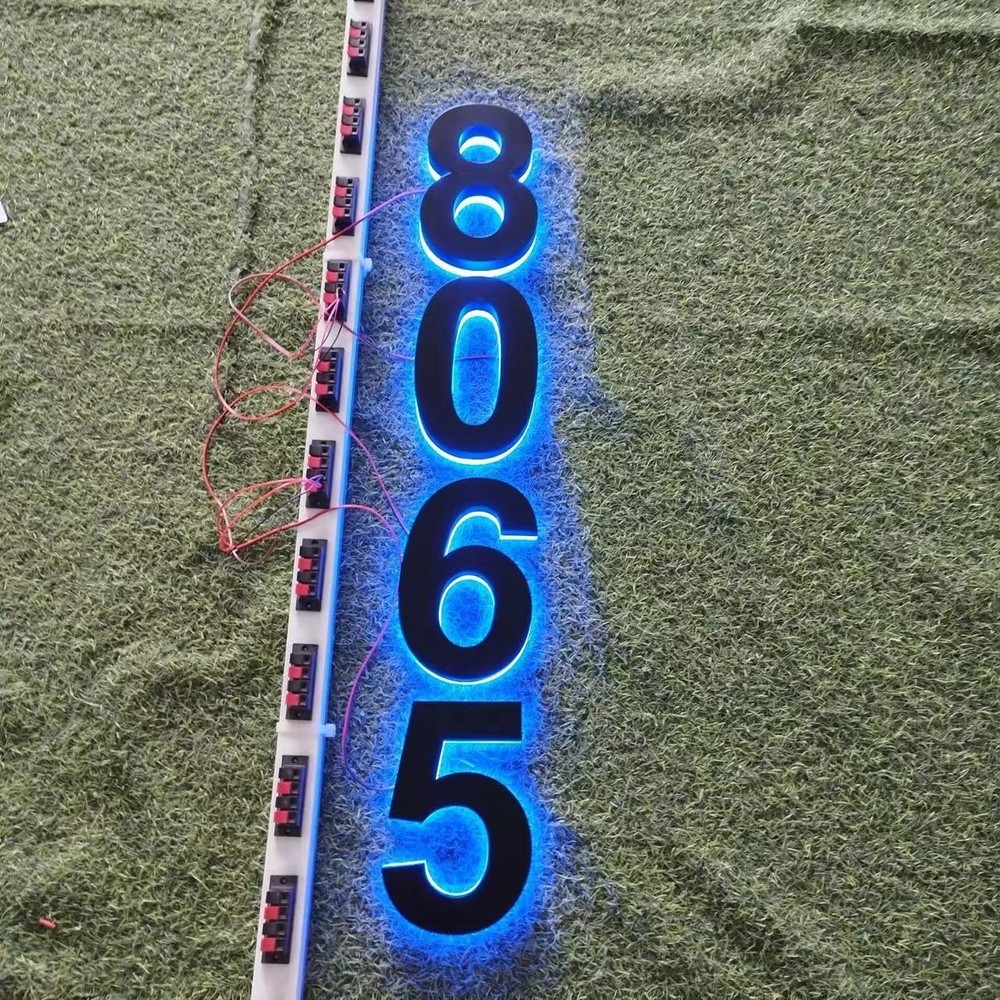 12V Metal Illuminated LED Lighted Letter Address Plaque House Number Sign Logo