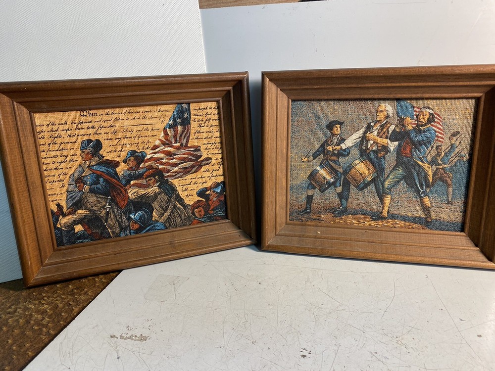 Vintage Civil War Framed Paintings 10.5 x 8.5 Inches