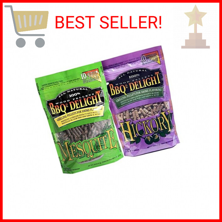 BBQR's Delight 2 Pack Mesquite & Hickory Natural Wood Grilling Pellets 1lb Bags