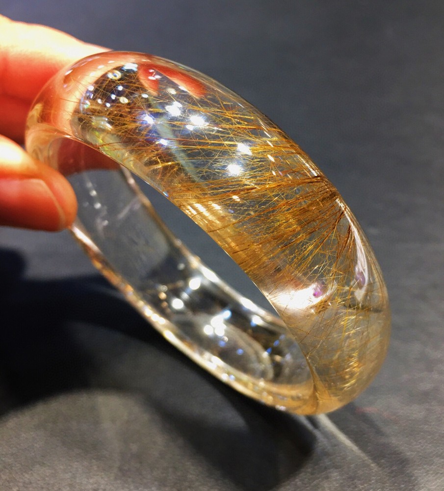 Rare Quality Natural Rutilated Quartz hair Crystal Bracelet inner diameter54.5mm