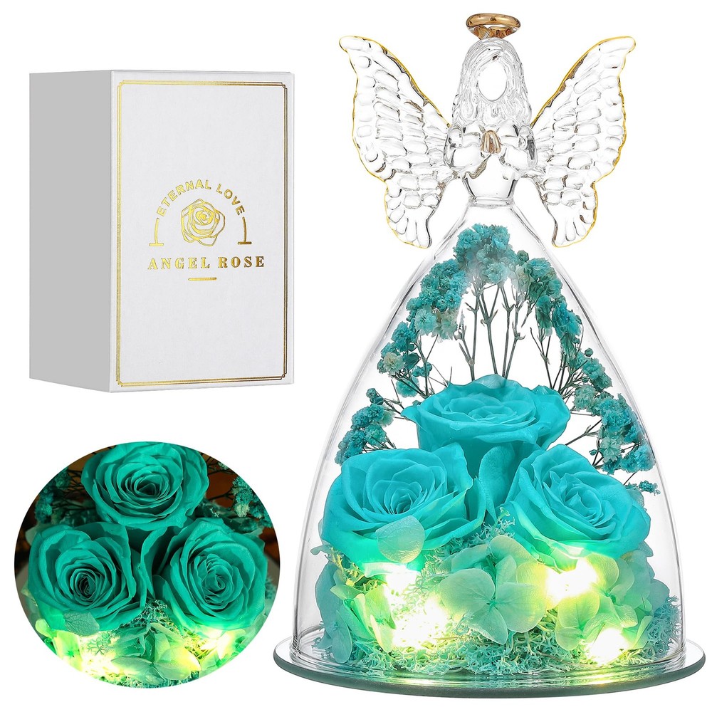 Mothers Day Gift for Mom Preserved Flowers in Glass Angel Forever Floral Keepsake-image