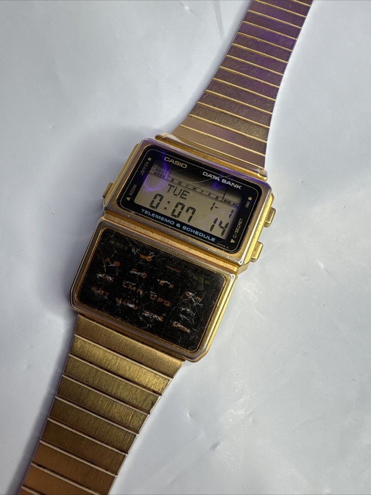 Vintage Rare Casio DBC-600G Databank Gold Watch Works See Photos