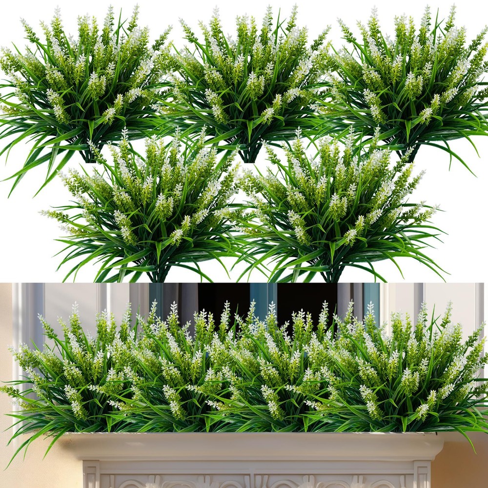 Artificial Flowers for Outdoor Plants 24 Bundles Fake Lavender Plastic Faux M...