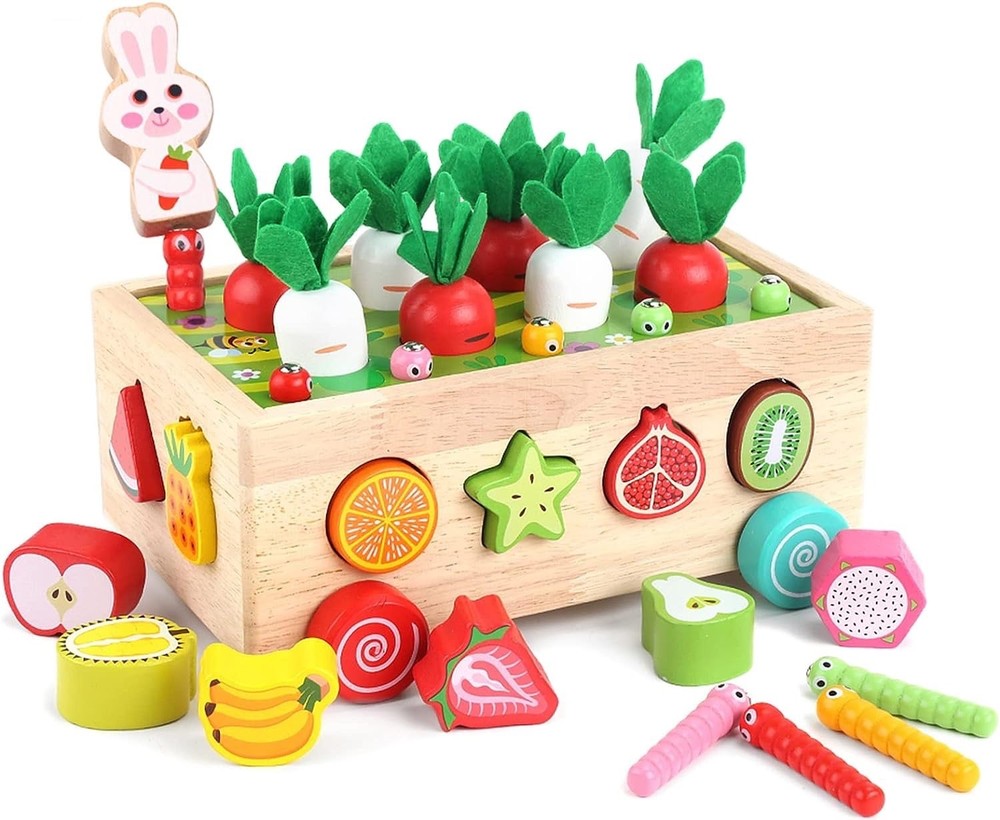 Montessori Wooden Farm Orchard Toy Car for Toddlers KMTJT