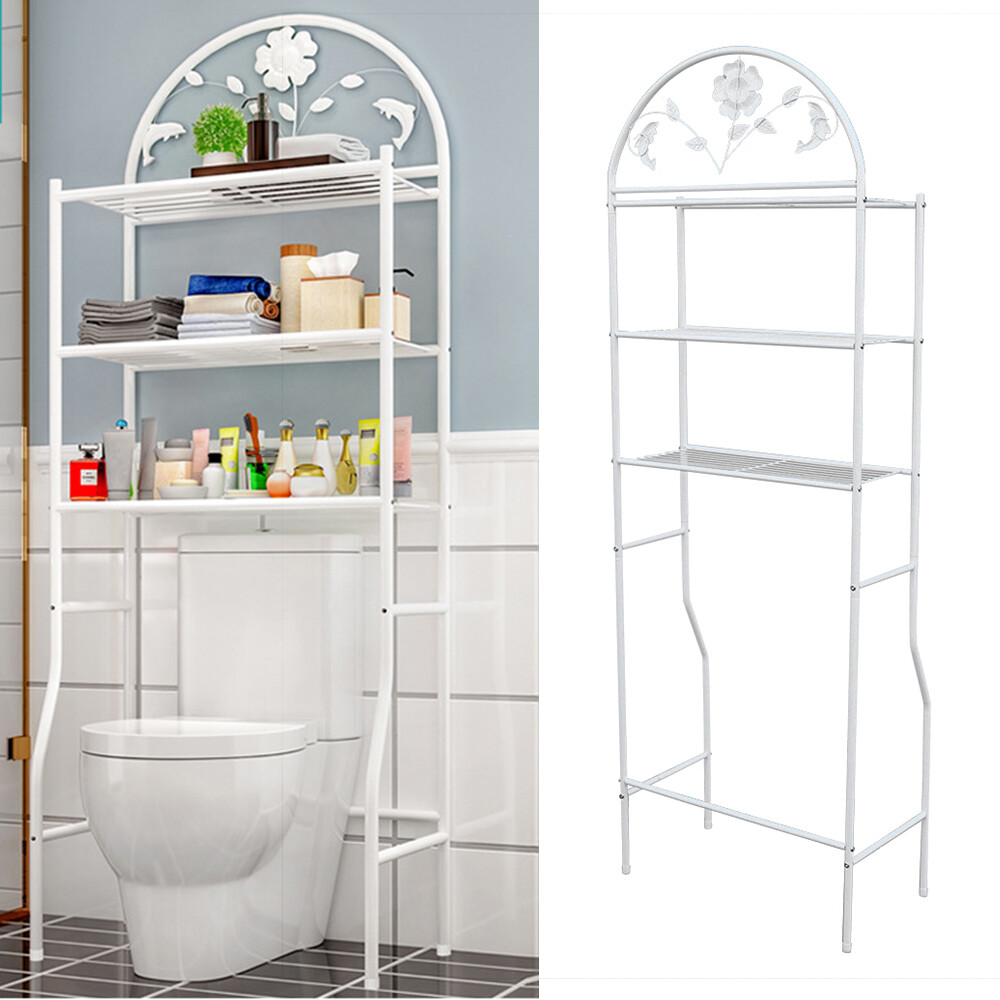 Over The Toilet Metal Storage Rack Cabinet Organizer Bathroom Space Saver Shelf