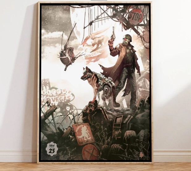 Fallout New Vegas Poster, Vintage Video Game Art Print, RPG Wall Decor 8