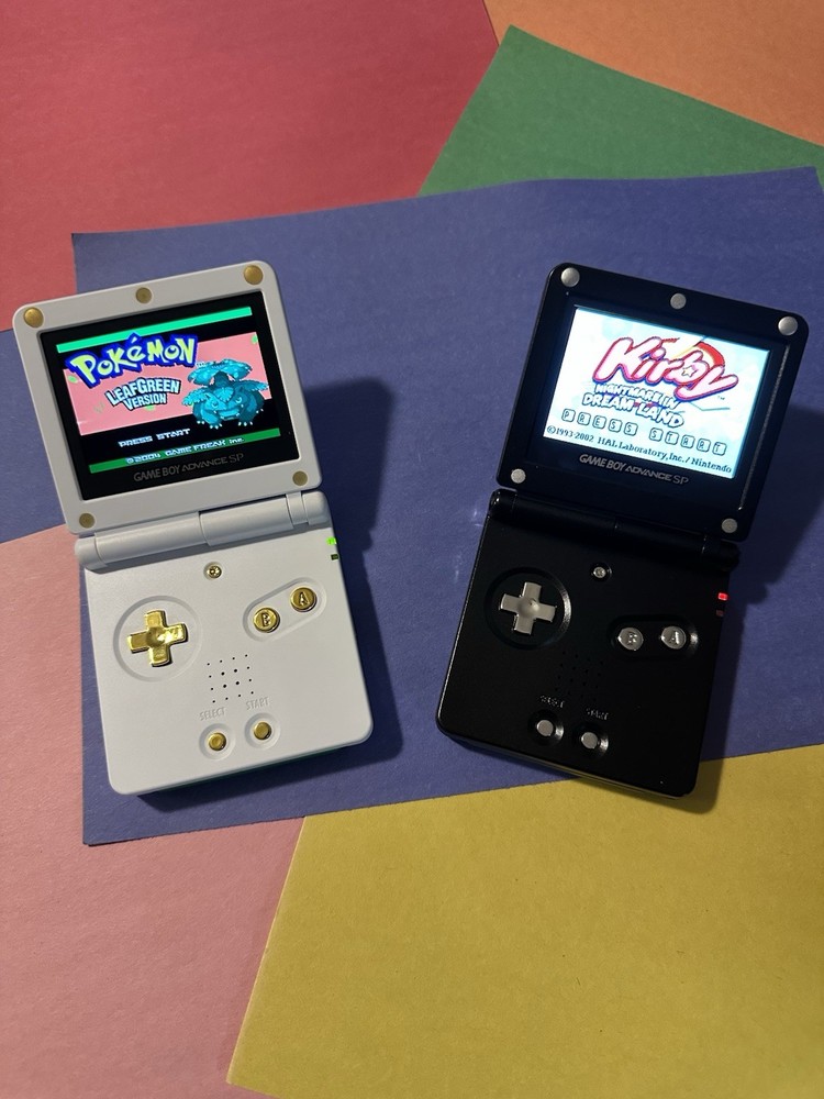 Modded White Gold And Black Silver GBA SP Set