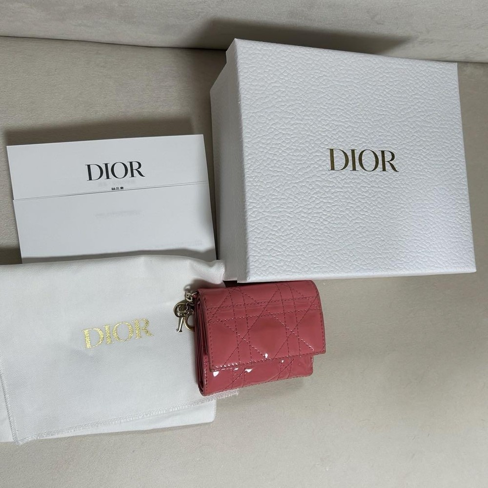 Lady Dior Lotus Wallet in Pink Canage Patent Calfskin
