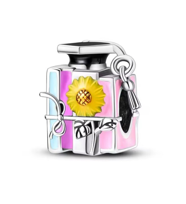 Sterling Silver Graduate Cap Charm Bead for Bracelet UK Stock