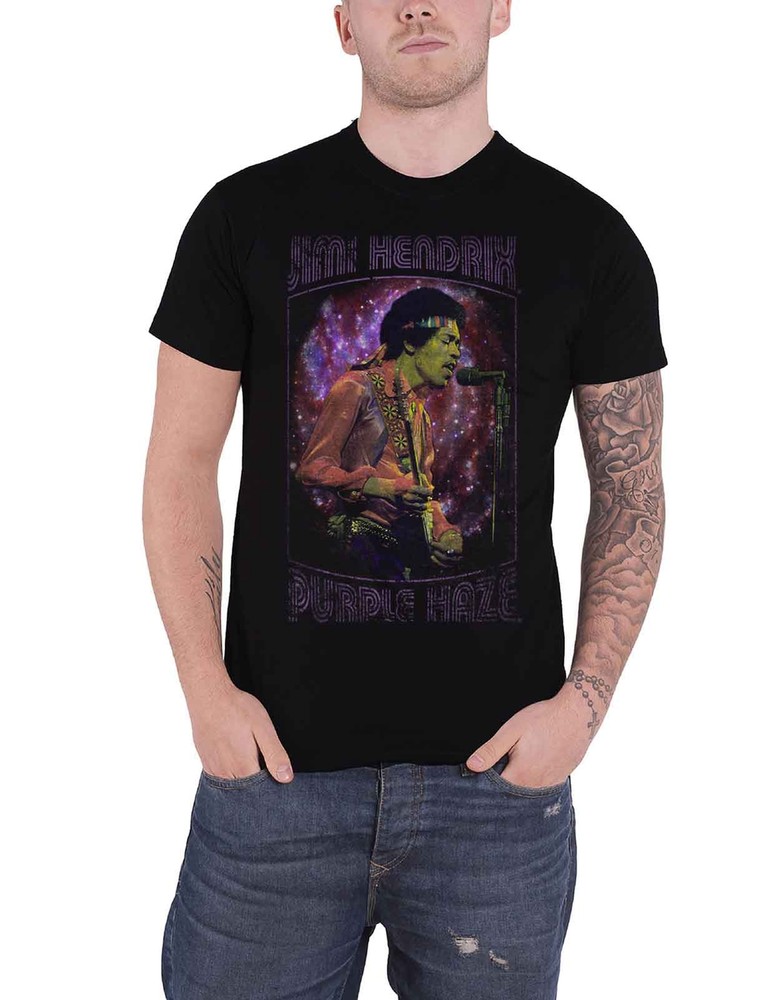 Jimi Hendrix Purple Haze Frame Logo Official Men’s Black T-Shirt