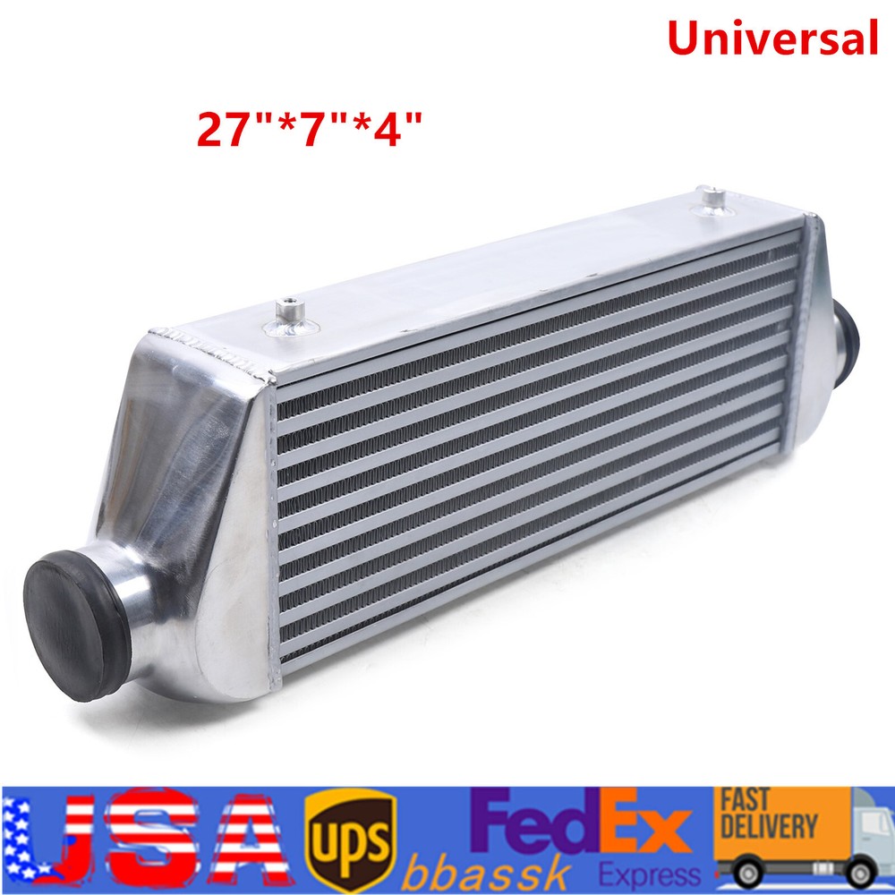 27x7x4 Universal Aluminum Turbo Intercooler with 3 Inch Inlet Outlet Tube Fin