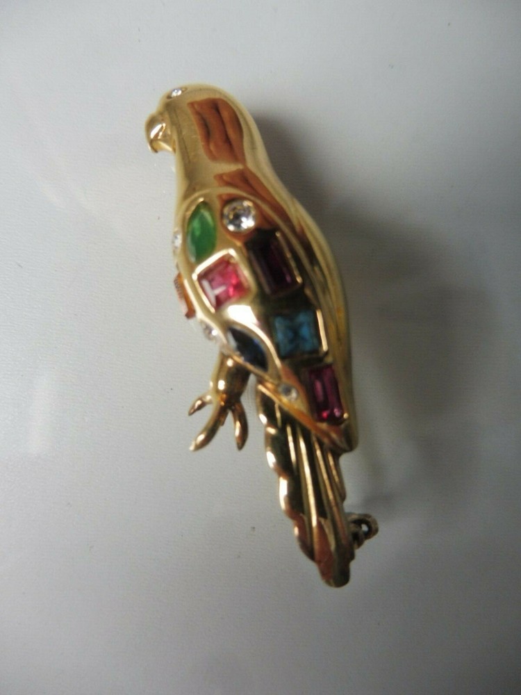 Beautiful, old brooch, 925 silver plated with stones, bird, Airoldi 925