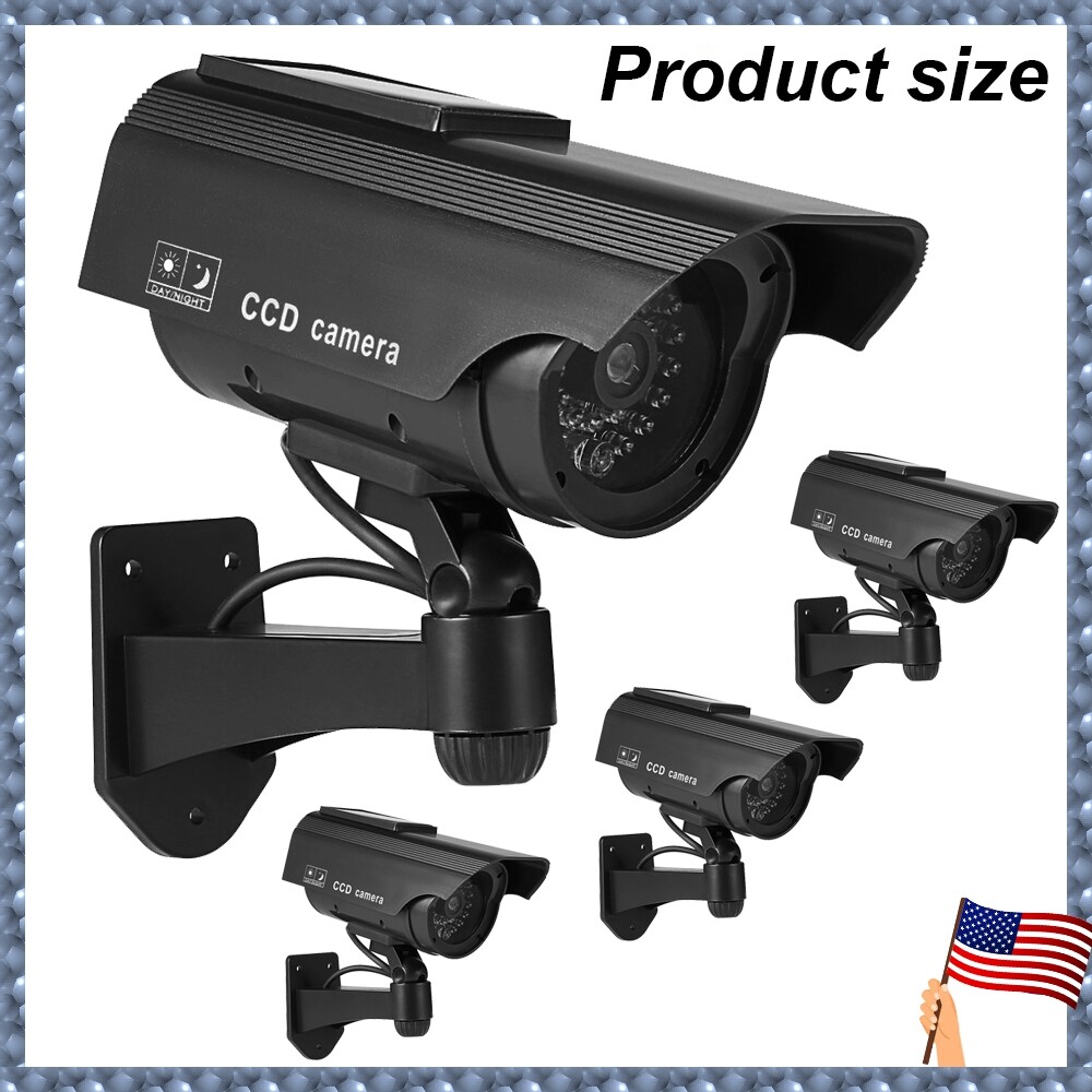 4X Solar Dummy Security Camera with Blinking LED Light for Outdoor Surveillance