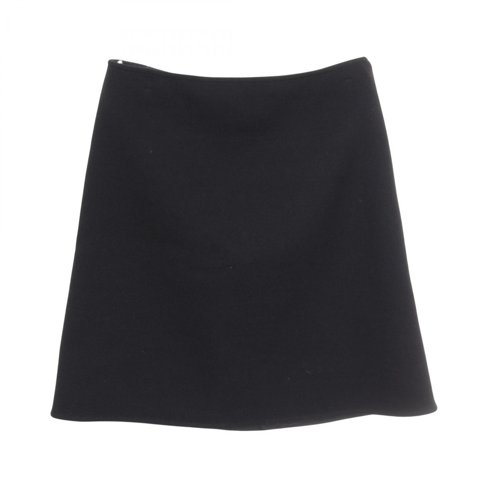 HERMES A-line e skirt wool Rayon Black Used Women #34