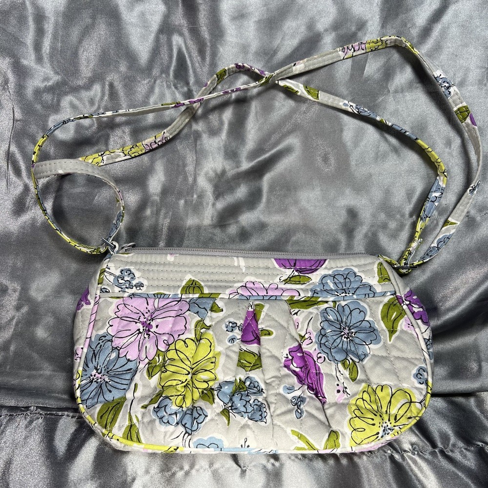 Vera Bradley Crossbody Bag Small Watercolor Retired Gray Floral Quilted Hipster