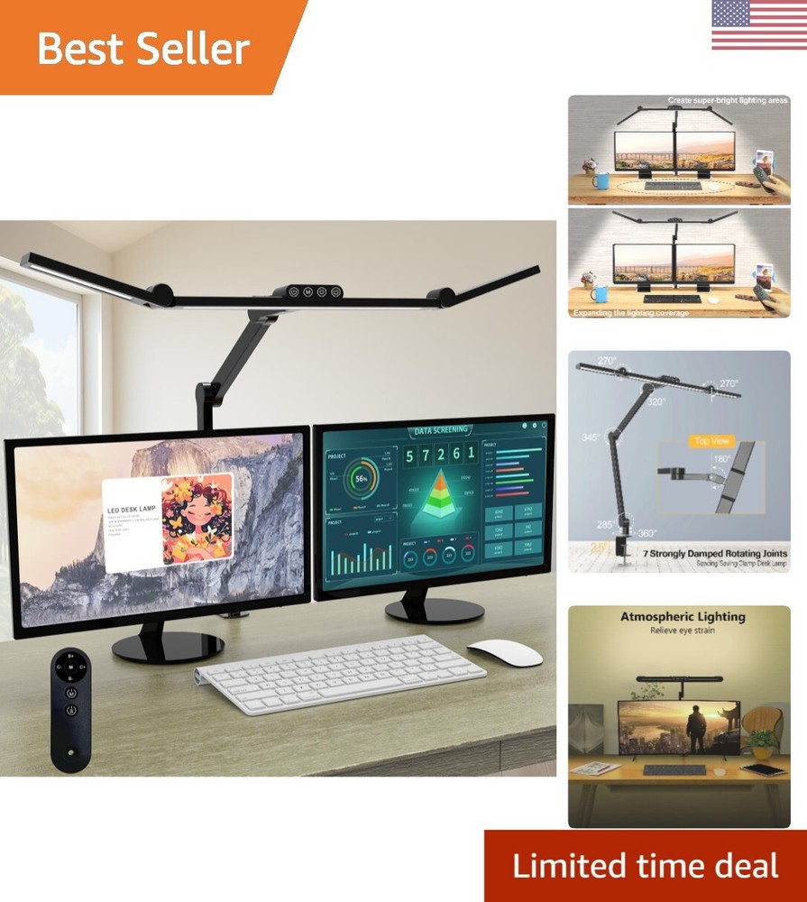 Desk Lamp with Clamp, Architect Led Desk Lamp for Home Office with Remote Con...