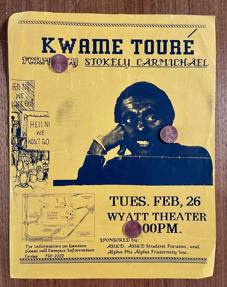 Vintage KWAME TURE (STOKELY CARMICHAEL) Public Speaking Flyer circa '90 UC Davis