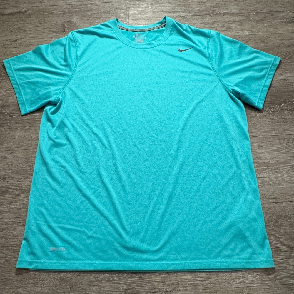 Nike Shirt Mens XL Blue Short Sleeve Crew Neck Tee Dri Fit Performance Adult