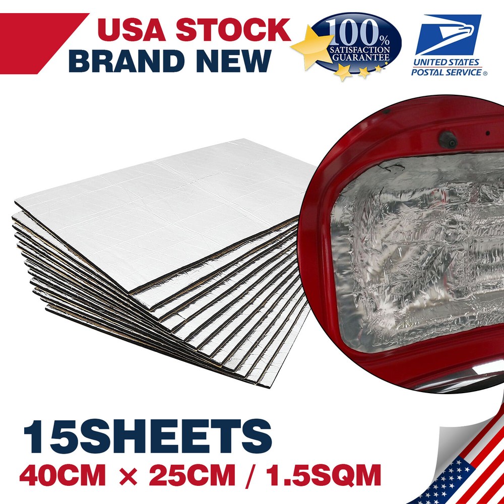 New Sound Deadener Heat Shield For Car Firewall Hood Floor Insulation Mat 15PCS