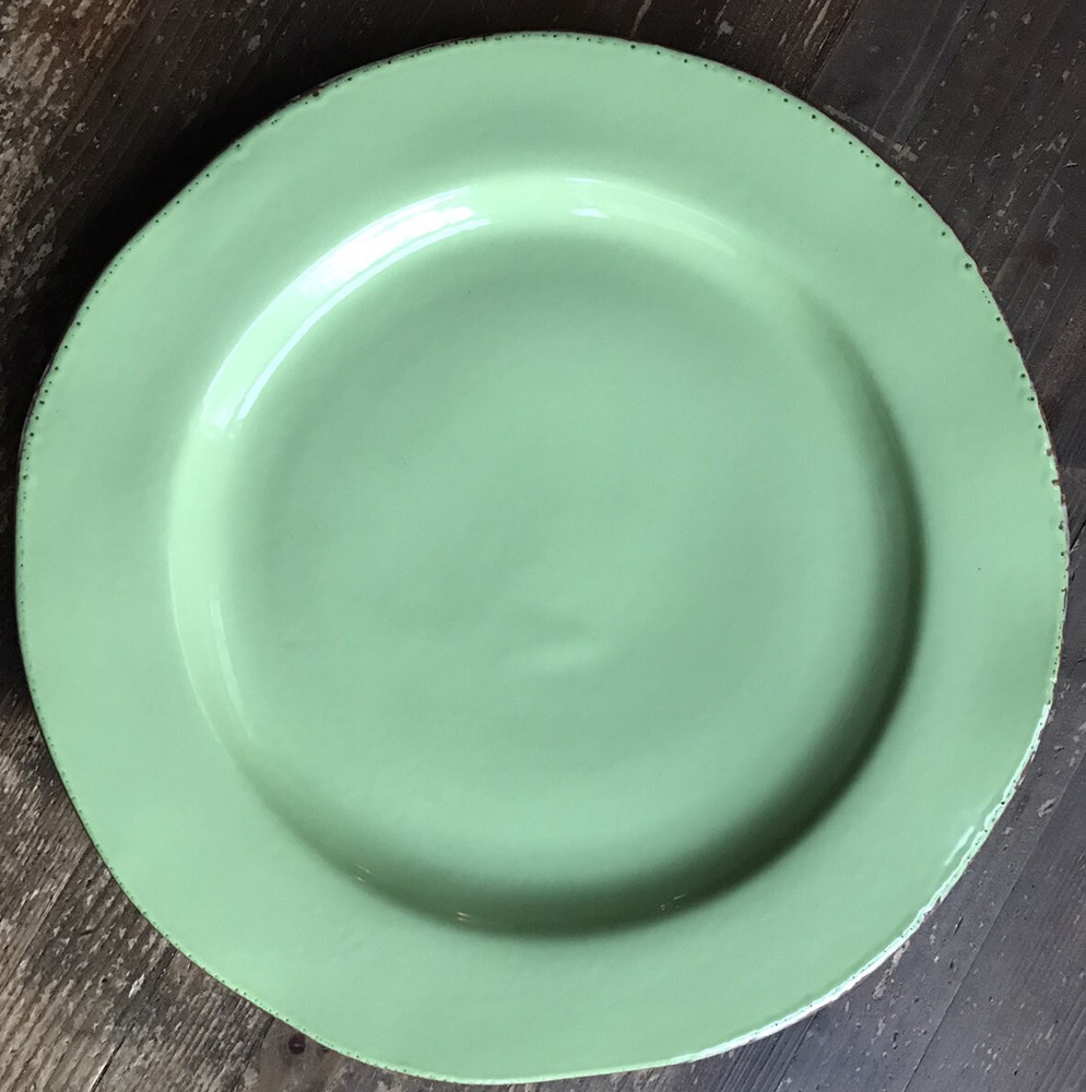 VIETRI Cucina Fresca Pistachio Sage Cream Dinner Plate Glazed Clay Retired Collectible