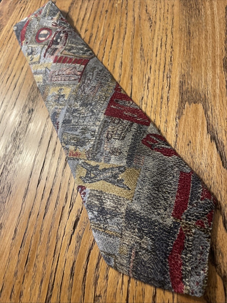 Vintage EUC Tino Cosma Silk Tie Men’s Necktie Made In Italy Abstract WWII Plane