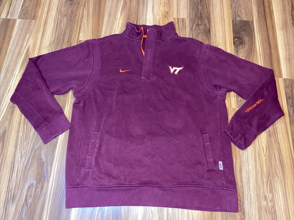 Vintage Team Nike Virginia Tech 1/4 Zip Pullover Mens Sz XL Hokies VT