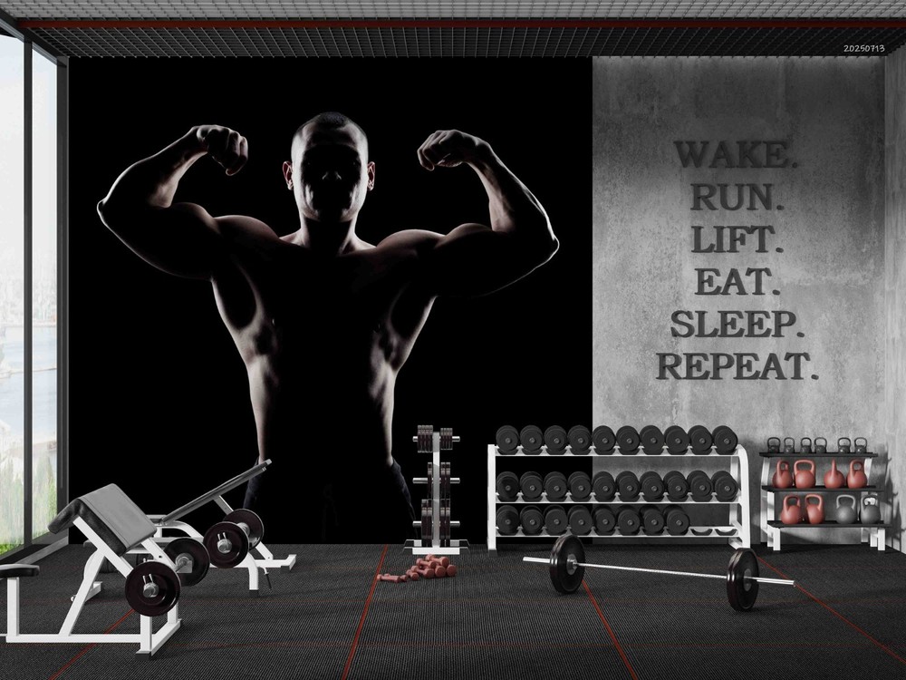 3D Gym Men Fitness Sports Wall Murals Wallpaper Murals Wall Sticker 11