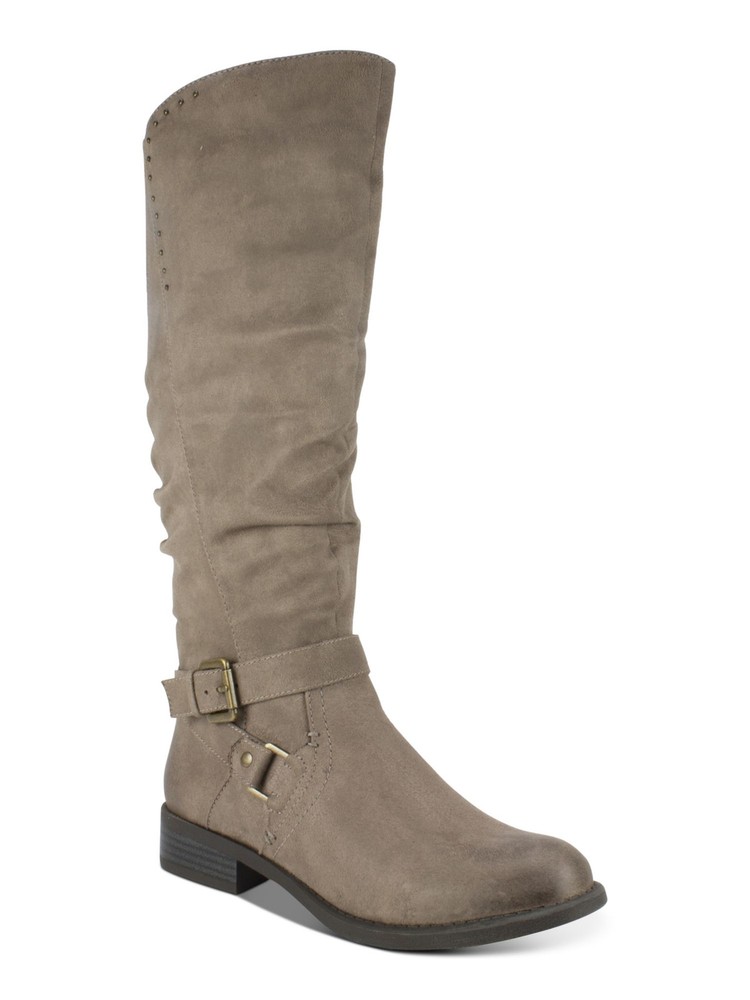 WHITE MOUNTAIN Womens Beige Wide Calf Liona Toe Block Heel Riding Boot 5 M WC