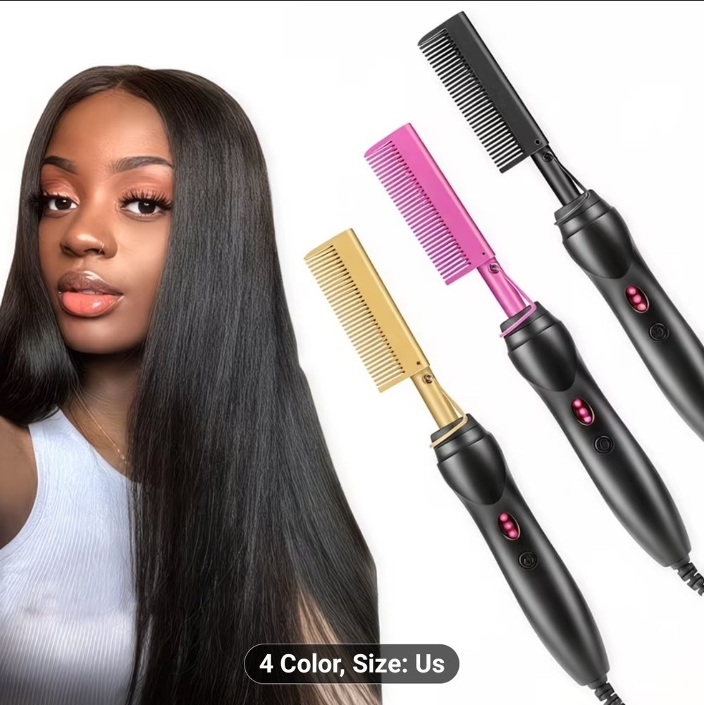 Hot Comb Hair Straightener Portable Ceramic Styling  for  Wet and Dry Hair Wig.