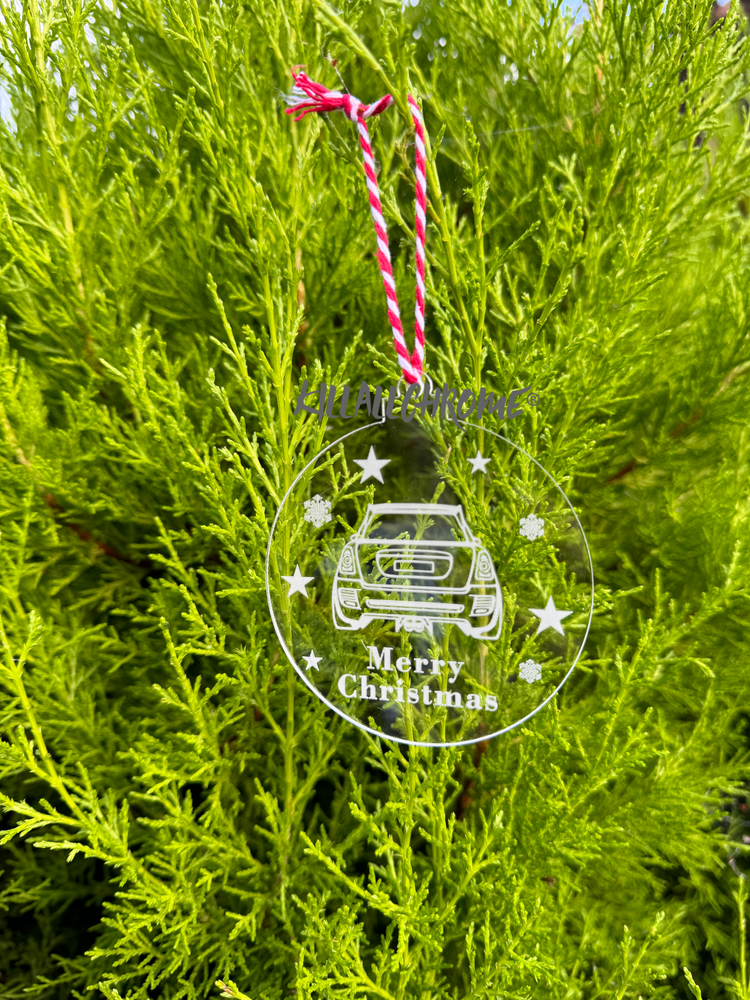 2x MINI Cooper Christmas Tree Decoration Handmade Acrylic Bauble Hanger Gift R56