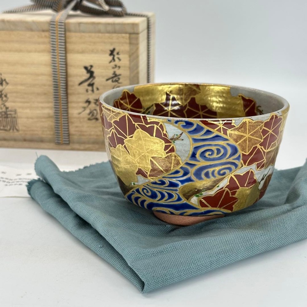 Tea Utensils a Shipping included Tatsutagawa Matcha bowl Kato Eikizo Inscribed F