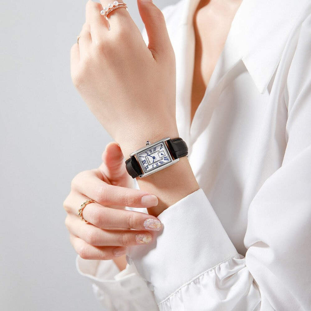 Square Waterproof Quartz Women's Watch with Steel Belt in Various Colors