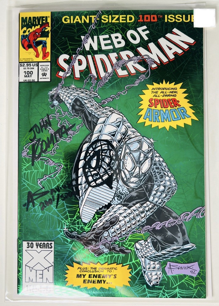 WEB OF SPIDER-MAN #100 Signed by JOHN ROMITA Sr & ALEX SAVIUK 2001/5000 KEY NM+
