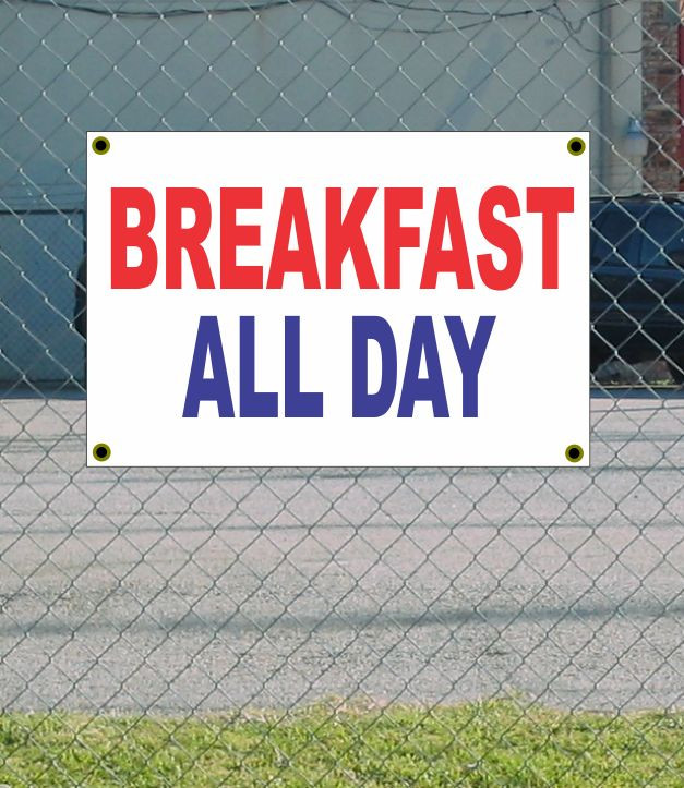 2x3 Breakfast All Day Red White Blue Banner Sign Discounted Size and Price