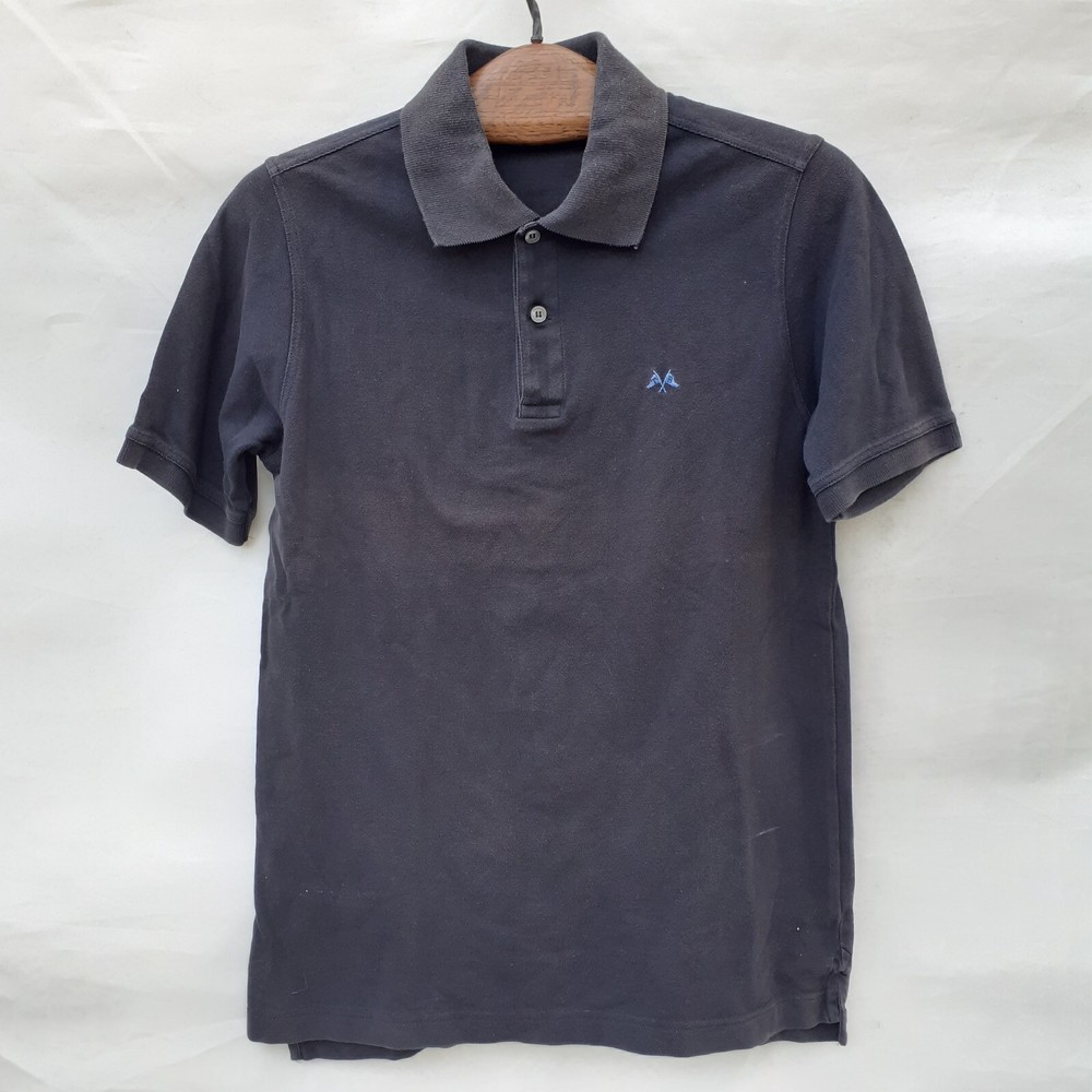 Thomas Burberry Polo Shirt Men's Small Black 100% Cotton Pique Made in Spain