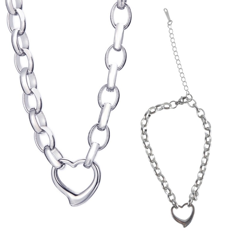 Titaniums Steel Necklace and with Heart Pendant Unique Couples
