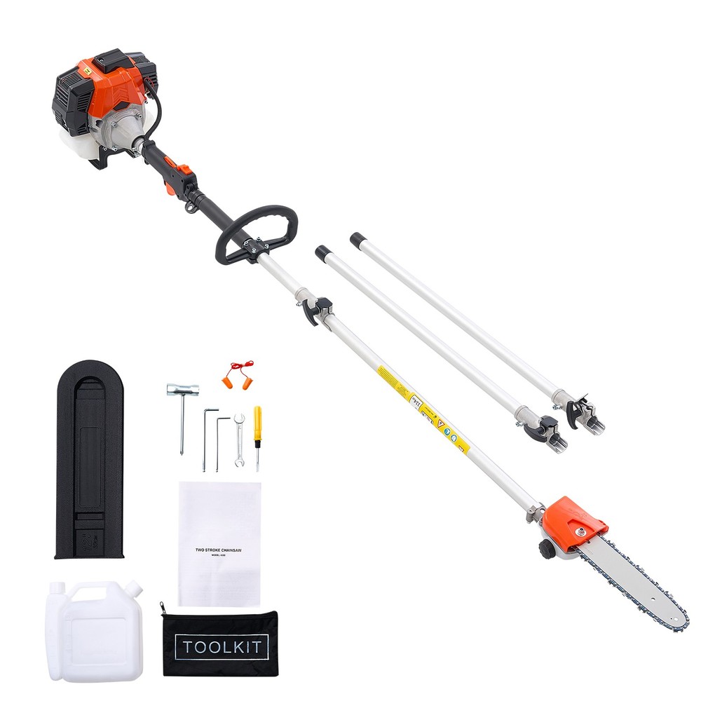 43CC Gas Pole Saw Extendable 2-Stroke Cordless Tree Trimmer with 10-Inch Cutting Bar