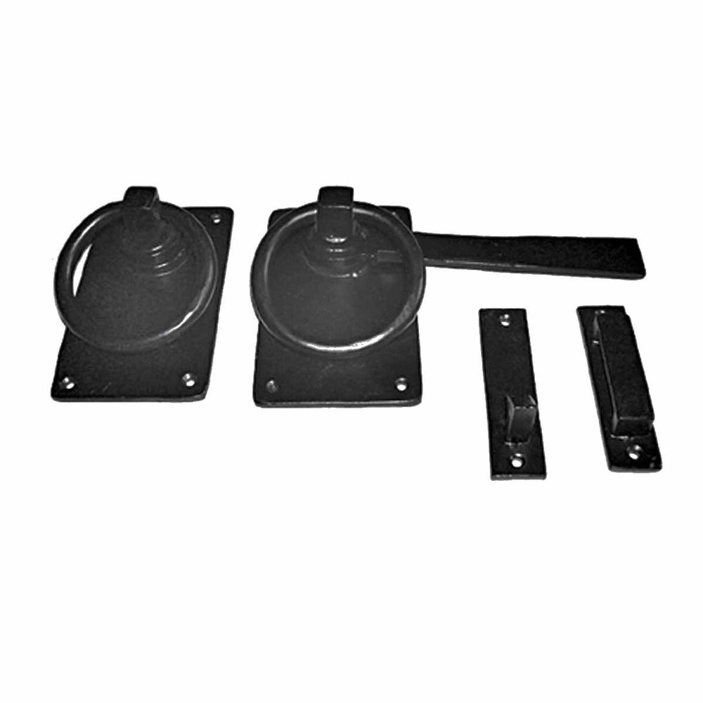 Door Lock Latch 6.5 in. Black Wrought Iron Gate Latch Garage Barn Door Lock w...