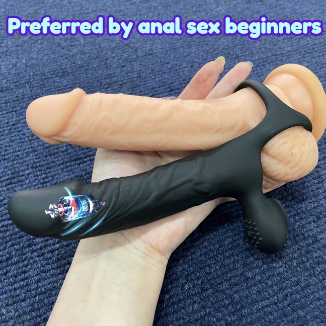 Double Penetration Anal Plug Dildo Strap on Vibrator Penis Cock Ring Men Sex Toy