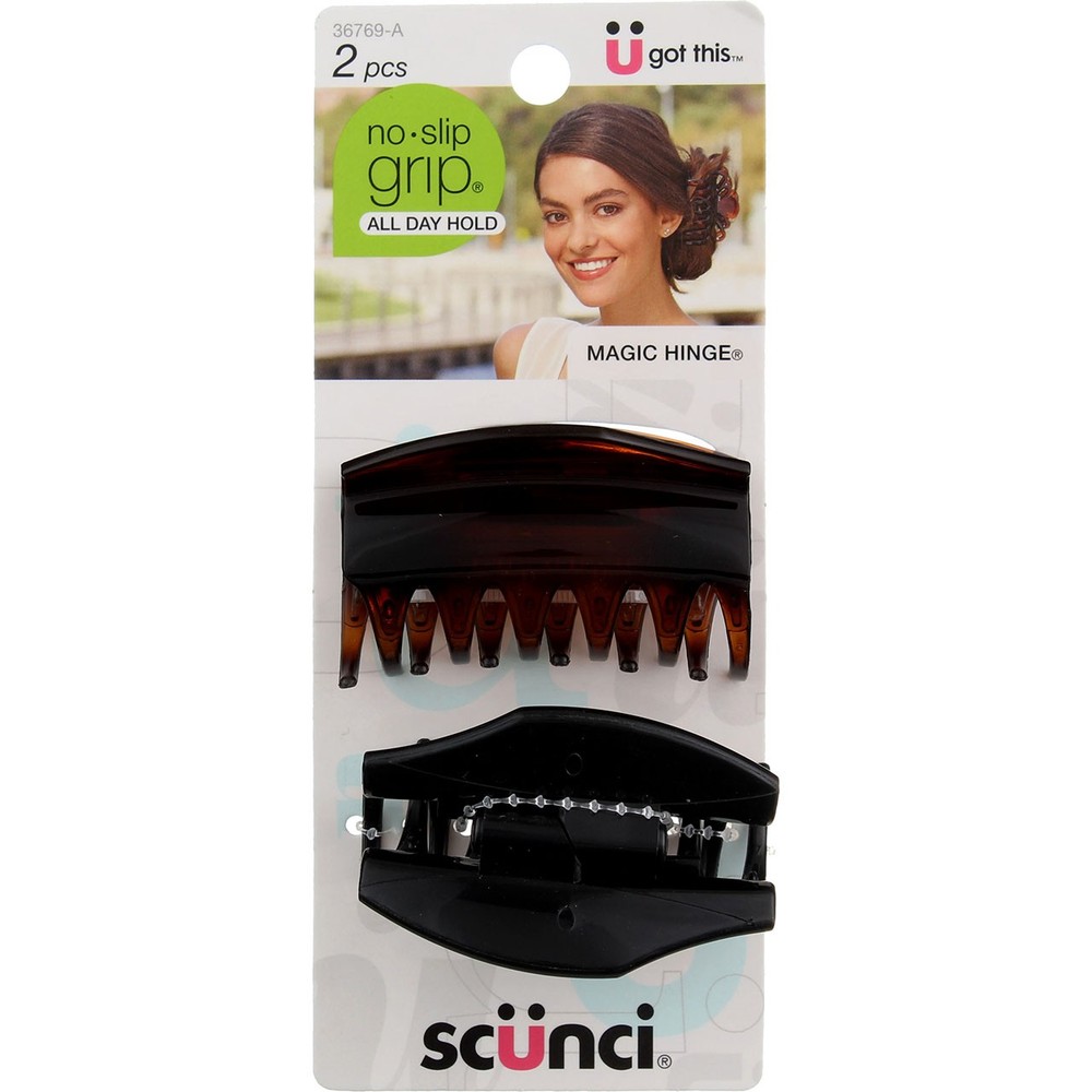 2 Pack Scunci No Slip Grip All Day Hold Hair Clips, 2 Ct