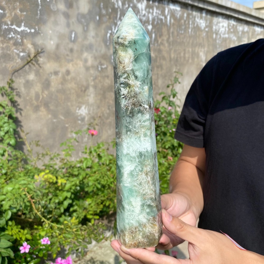 3lb Natural Fluorite Crystal Column Magic Wand Obelisk Point Earth Healing