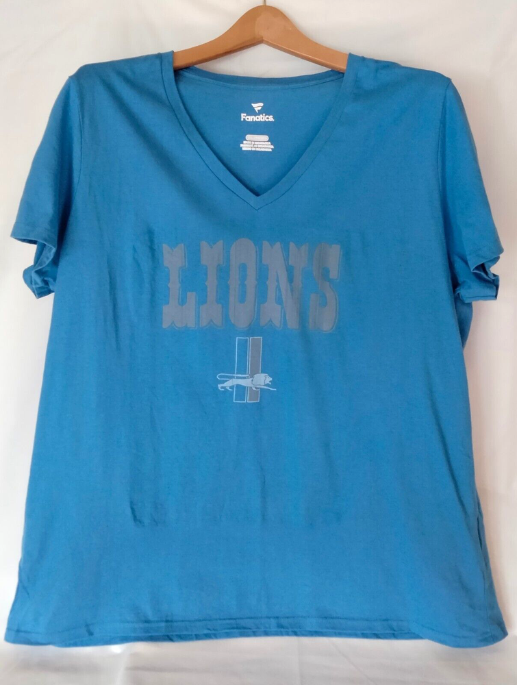 Fanatics  Detroit Lions Women's V-Neck Short Sleeve  T-Shirt 2XL  Blue