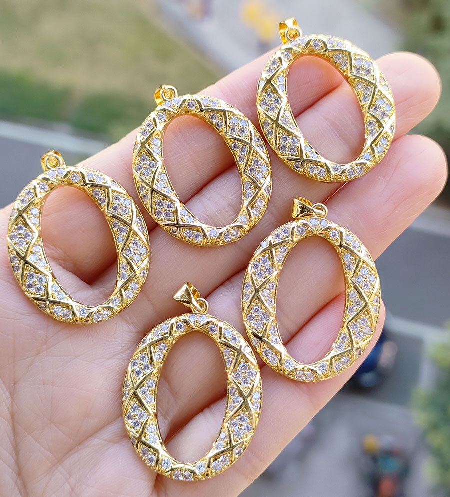 10pcs Metal Crystal Oval Pendants Magic Reiki Healing Amulet