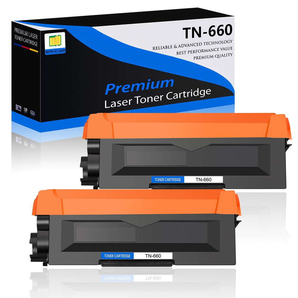 2PK Brother TN660 Toner Cartridge for HL-L2300D L2305W L2315DW L2320D Printers