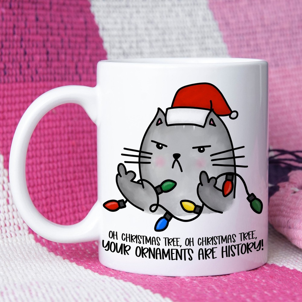 Funny Adult Humour Mug Gift Naughty Cat Oh Christmas Tree Oh Christmas Tree Your