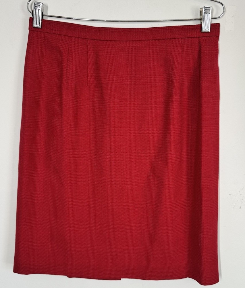 Talbots Wool Blend Red Glenn Plaid Pencil Skirt Sz 12 Academia Career Christmas