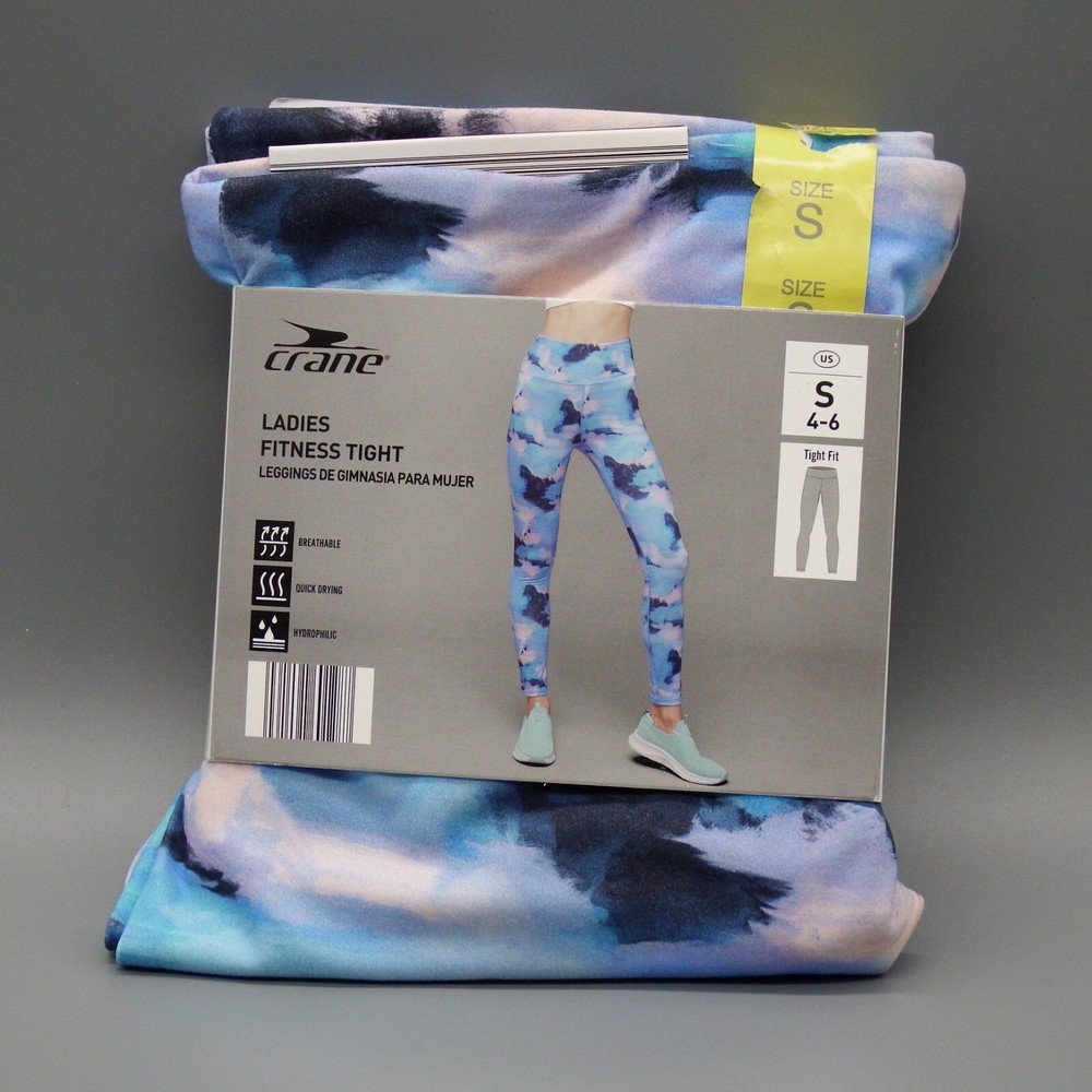 NIP CRANE Womens Blue Camo Fitness Tights Size 4-6 (S)