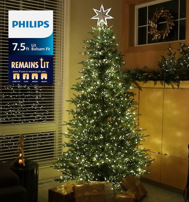 7.5ft Pre-Lit Christmas Tree Balsam Fir Philips /w Remote 2586 tips 2k LEDs NEW