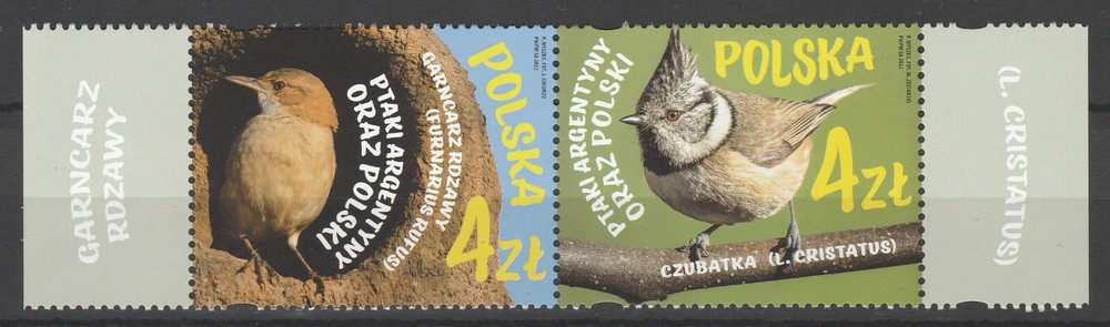 Poland 2022 Birds 2 joint issue Argentina 2 MNH stamps